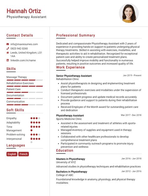 physiotherapy assistant resume examples