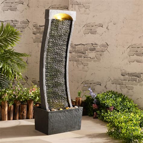 Teamson Home Garden Water Feature Large Outdoor Curved Water Fountain