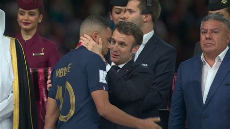 France President Consoling Mbappé Mbappé Crying After Got Defeated vs