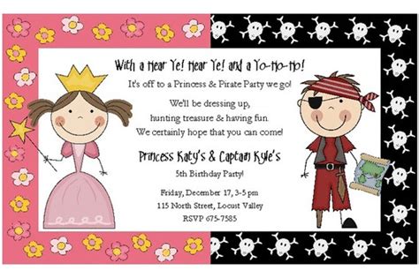 Princess And Pirate Birthday Party Invitations Dolanpedia