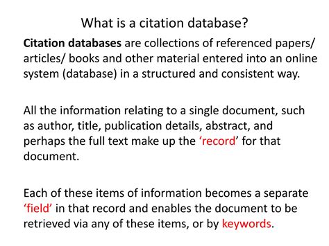 Citation Database Ppt