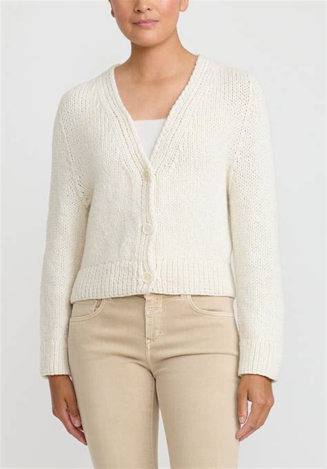 Wommelsdorff Hand Knit Cashmere Willa Cardigan In Off White Salt