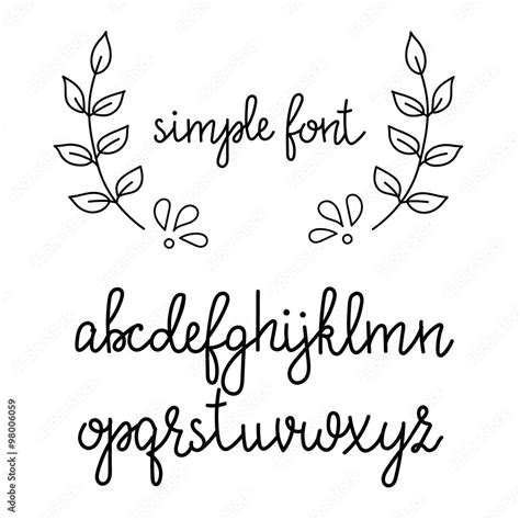 Simple handwritten cursive font Stock Vector | Adobe Stock