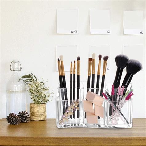 Rebrilliant 6 Slot Acrylic Makeup Brushes Holder Organizer Clear