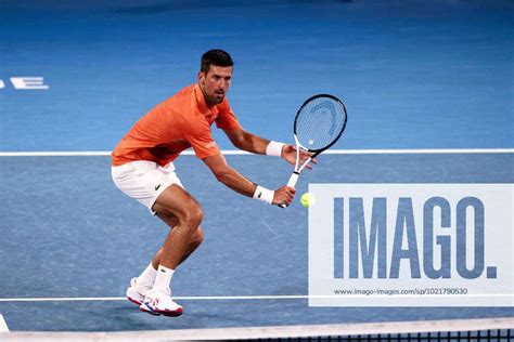 Adelaide Australia January 07 Novak Djokovic Of Serbia Hits A Backhand During The Adelaide