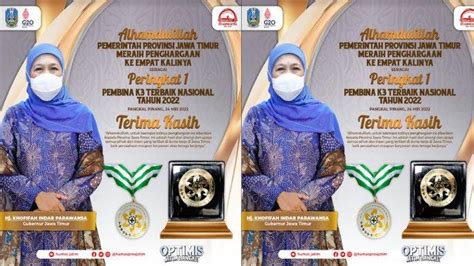 Pemprov Jatim Raih Penghargaan Pembina K3 Terbaik Nasional Gubernur