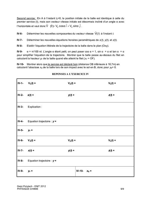 Concours Geipi Polytech 2012 Physique Chimie Sujet AlloSchool