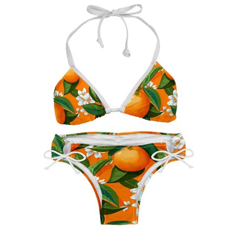 Tangerine Detachable Sponge Adjustable Strap Bikini Set Two Pack Beach