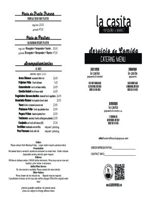 Fillable Online Catering Menu Fax Email Print Pdffiller