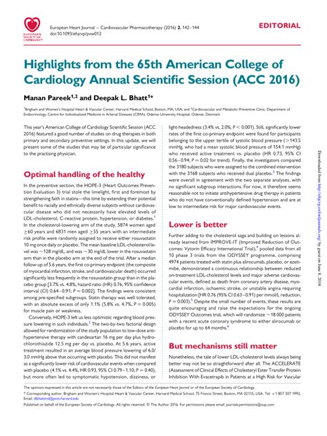 (PDF) Highlights from the 65th American College of Cardiology Annual ...