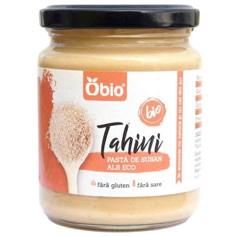 Tahini Din Susan Alb Fara Gluten Eco Bio 250g Obio Minuneanaturii Ro