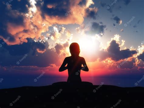 Free Photo | Yoga silhouette with a sunset background