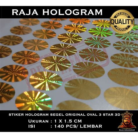 Jual STIKER HOLOGRAM ORIGINAL OVAL 3STAR GOLD 3D CETAK STICKER SEGEL