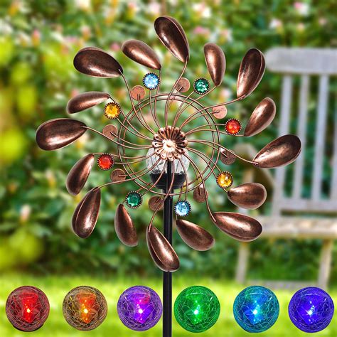 Buy Alladinboxsolar Wind Spinner In Bronze Metal With Multi Color Led