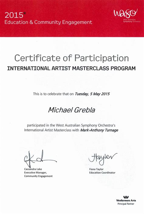 West Australian Symphony Orchestra International Artist Masterclass