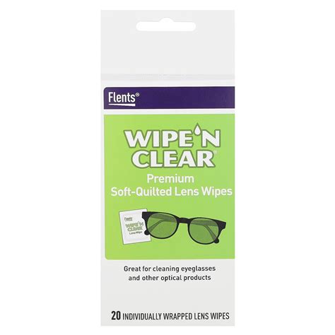 Flents Wipe N Clear Premium Soft Quilted Lens Wipes 20 Individually