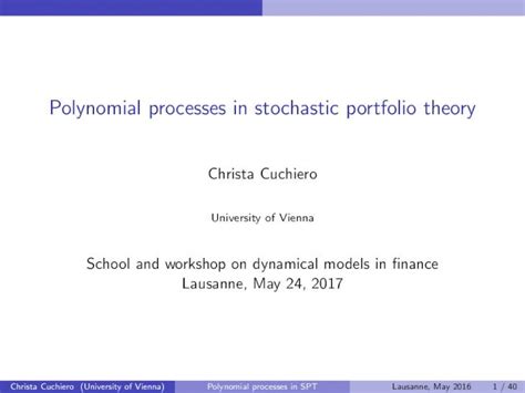 Pdf Polynomial Processes In Stochastic Portfolio Theory