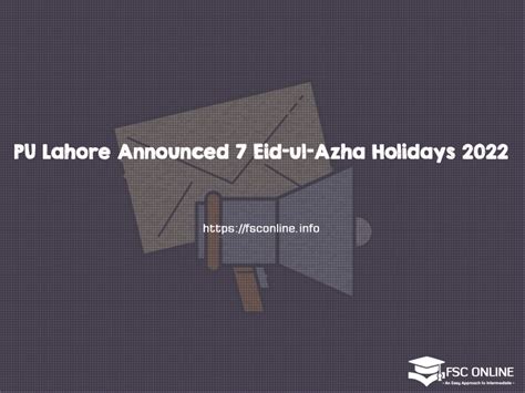 Pu Lahore Announced 7 Eid Ul Azha Holidays 2022