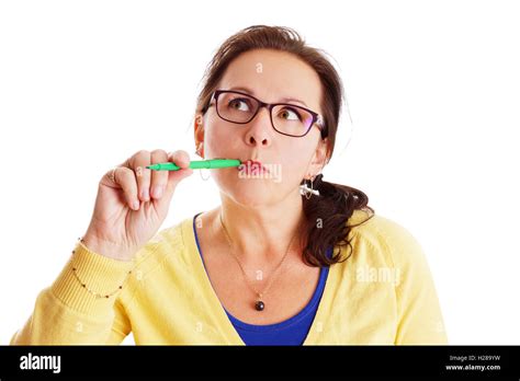 Woman Thinking Hard Stock Photo Alamy