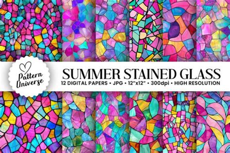 Summer Stained Glass Digital Papers Graphic By Pattern Universe