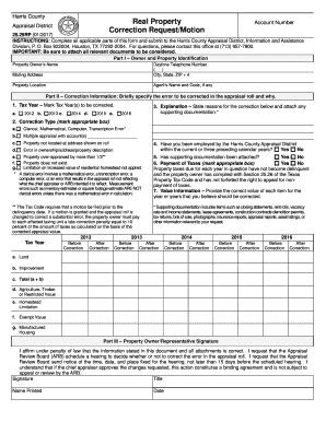 Fillable Online Hcad Real Property Correction Request Motion HCAD Fax