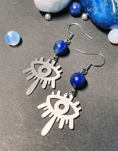 Boucles d oreilles Œil mystique et lapis lazuli