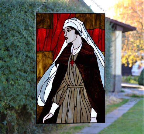 Stained Glass Panel Wall Decor Nurse From The Cover Of Vogue Magazine Stain Glass Suncatcher Red