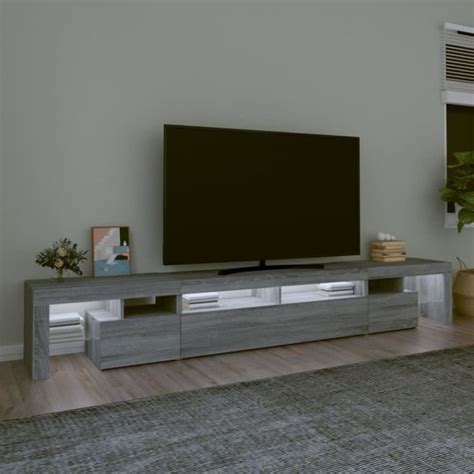 ESTINK Meuble TV avec lumières LED Sonoma gris 260x36 5x40 cm 130094