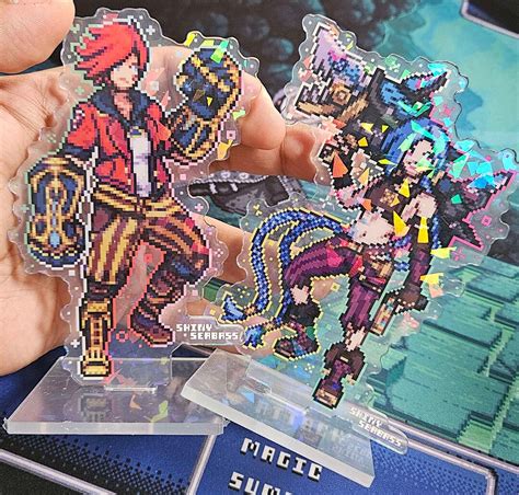 Jinx And Vi Arcane Acrylic Standee Pixel Art Double Sided Cracked