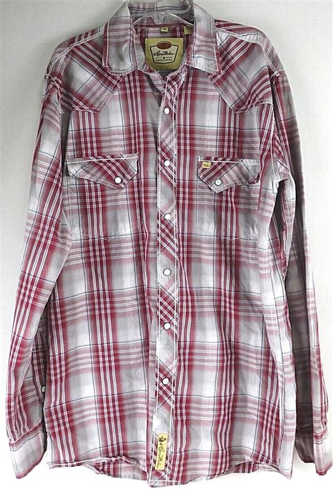 Larry Mahan Cowboy Collection Plaid Western Shirt Med Gem