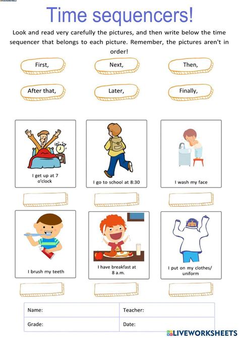 Time Order Words Interactive Worksheet Live Worksheets Worksheets Library