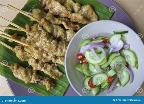 Pork Satay Stock Photo Image Of Skewers Plate Thai 57994102