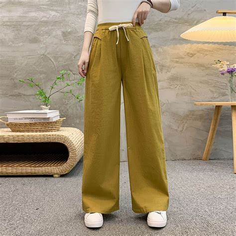 Chnzic Womens Summer Fashion Cotton Linen Wide Legged Pants Loose