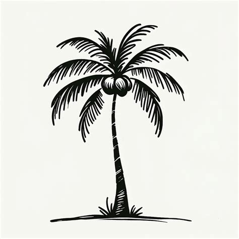 Coconut Tree Line Art Premium Ai Generated Image