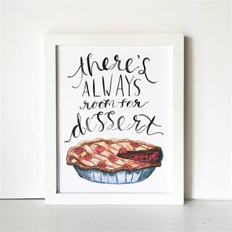 Kitchen Wall Decor There S Always Room For Dessert 8 X Etsy Canada Food Wall Art