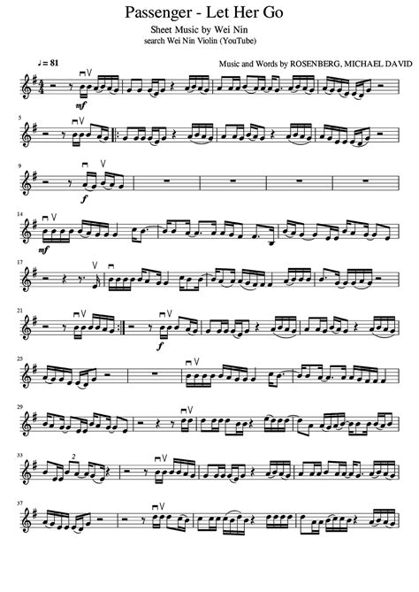 Let Her Go Sheet Music Violin