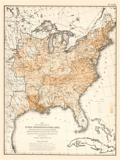 Degree Of Public Inbdebtedness Per Capita In The United States 1870 Walker 1870 9th Census