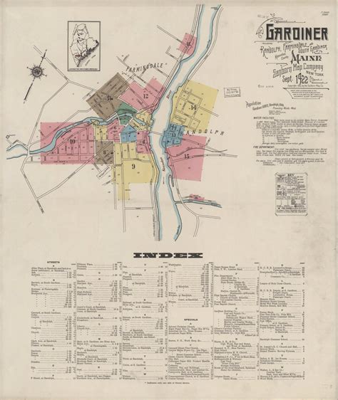 Gardiner Maine 1922 Old Map Maine Fire Insurance Index Old Maps