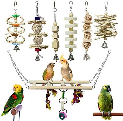 Amazon Bird Parrot Swing Toys Chewing Standing Hanging Perch