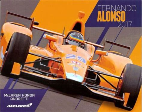 2017 FERNANDO ALONSO McLAREN HONDA AA INDIANAPOLIS 500 HERO PHOTO CARD