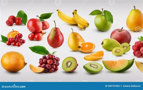 Assorted Fruits On Neutral Background Stock Illustration Illustration