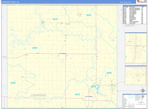 Cherokee County, KS Zip Code Wall Map Basic Style by MarketMAPS