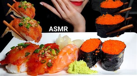 매운 초밥 먹방 날치알 군함 먹방 Asmr Spicy Sushi And Flying Fish Roe Assorted