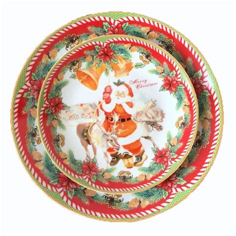 Buy Ceramic 8 Inch 10inch Plates Set Christmas Santa