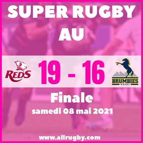 Résultat Reds 19 16 Brumbies 08052021 Super Rugby Au Allrugby