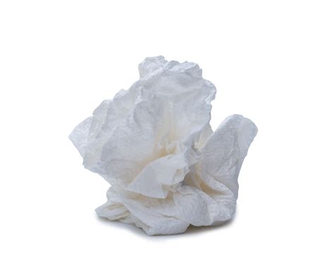 Single Screwed Or Crumpled Tissue Paper Or Napkin In Strange Shape