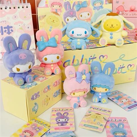 🌻readystock现货 Miniso X Sanrio Rabbit Flocking Series Blindbox 名创优品三丽鸥