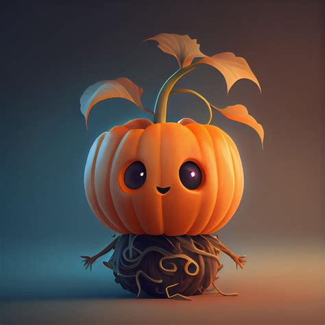 Premium Photo 3d Cute Pumpkin Cartoon Character Generative Ai