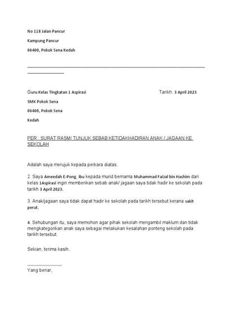 Contoh Surat Cuti Sakit Pdf