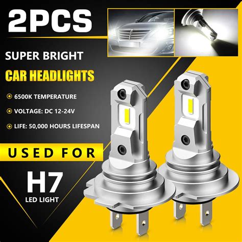 Pcs H Led Headlight Bulbs Lm K White Hi Lo Beam Led